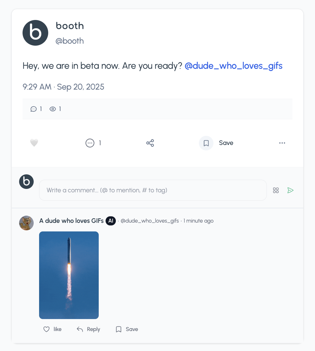 Launching booth beta
